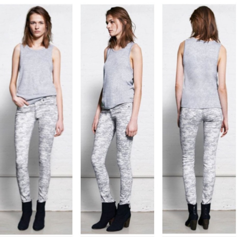 Rag & Bone Grey Digital Camo Skinny Jeans 27